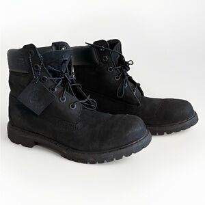 Timberland Women’s 6-inch Premium Waterproof Boots, Black Nubuck, Size 8.5